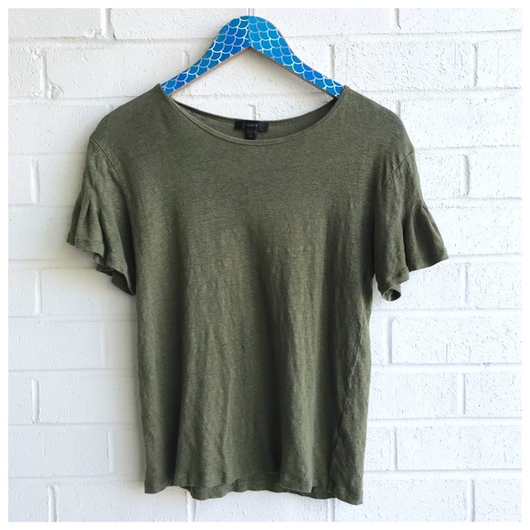 J. Crew Tops - 🌙 J. Crew Linen Flutter Sleeve Green T-Shirt